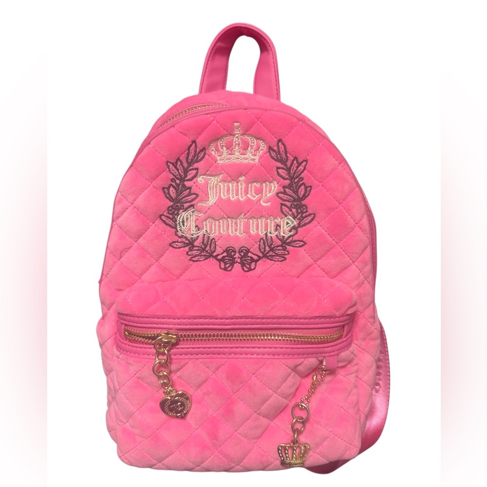 Juicy Couture Pink Quilted Backpack with Gold Details